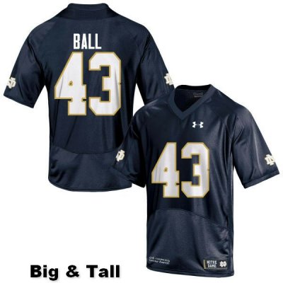 Notre Dame Fighting Irish Men's Brian Ball #43 Navy Blue Under Armour Authentic Stitched Big & Tall College NCAA Football Jersey AJX1899PS